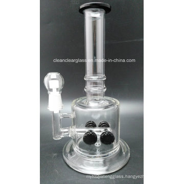 Glass Oil Rig DAB Rig Water Pipe with Four Black Tyre Perc and 18.8mm Joint